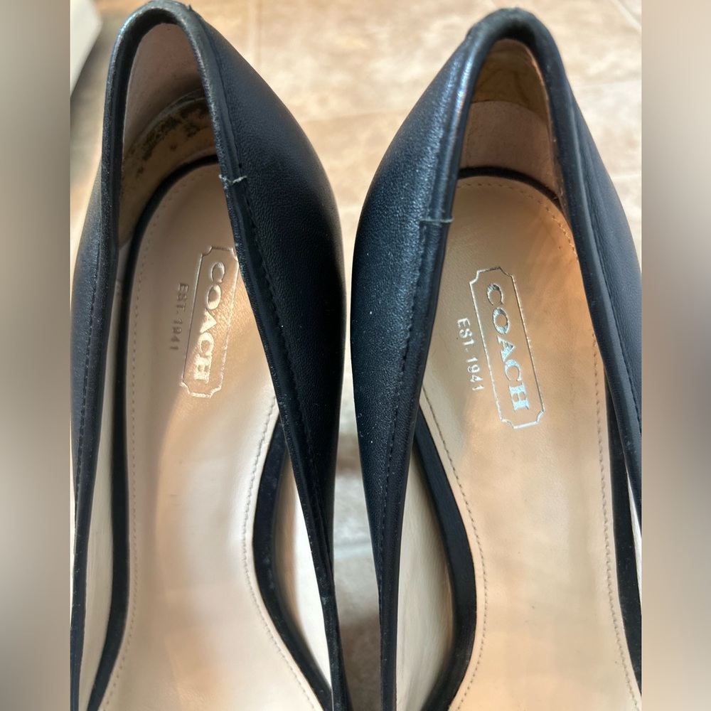 Coach Black Peep-Toe Leather Heels - Picture 4 of 9